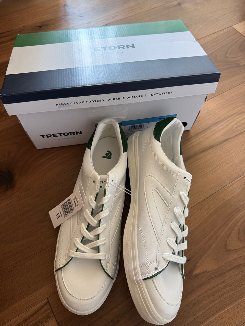 Tretorn Men’s White & Green Classic Leather Sneaker